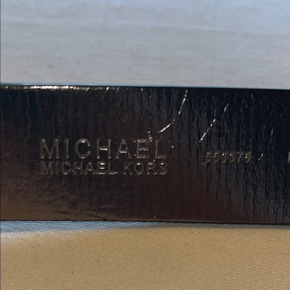 NWT Michael Kors MK Woman’s Black Belt with MK Silver Buckle Size L